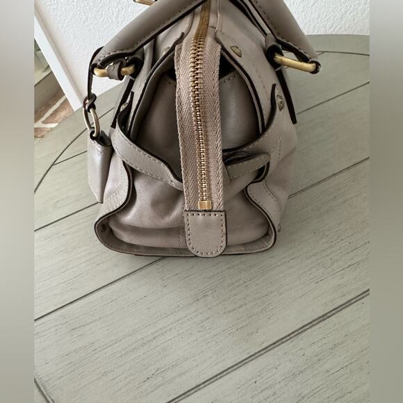 MCM Taupe Leather Satchel Purse, Gold Hardware, Medium Handbag, 12x6, Tote - Picture 4 of 10